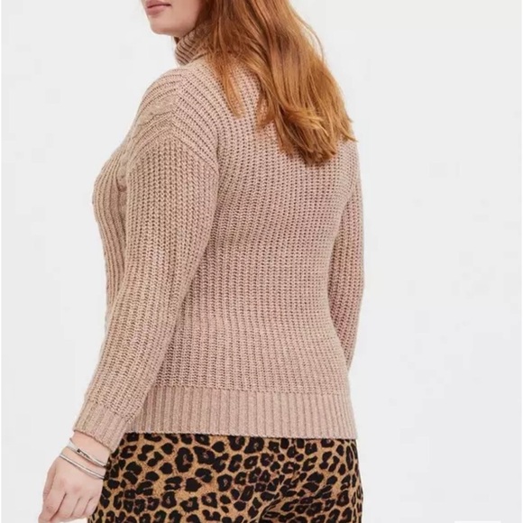 Torrid Light Brown Turtleneck Fisherman Sweater - Picture 2 of 10